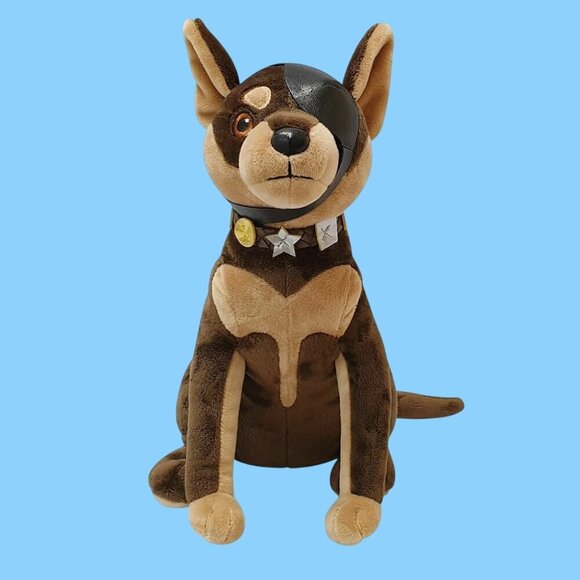 Disney Store Wink Dog Plush Eye Patch Collar 12" Brown Stuffed Animal Cruella - Picture 1 of 4
